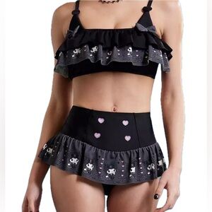 NWOT Hot Topic Kuromi Ruffle Swim Set Size Small